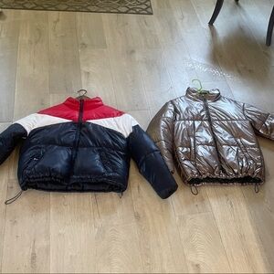 Colorblock Puffer Jacket(L) and Metallic Brown Puffer (S) $50 in total for both